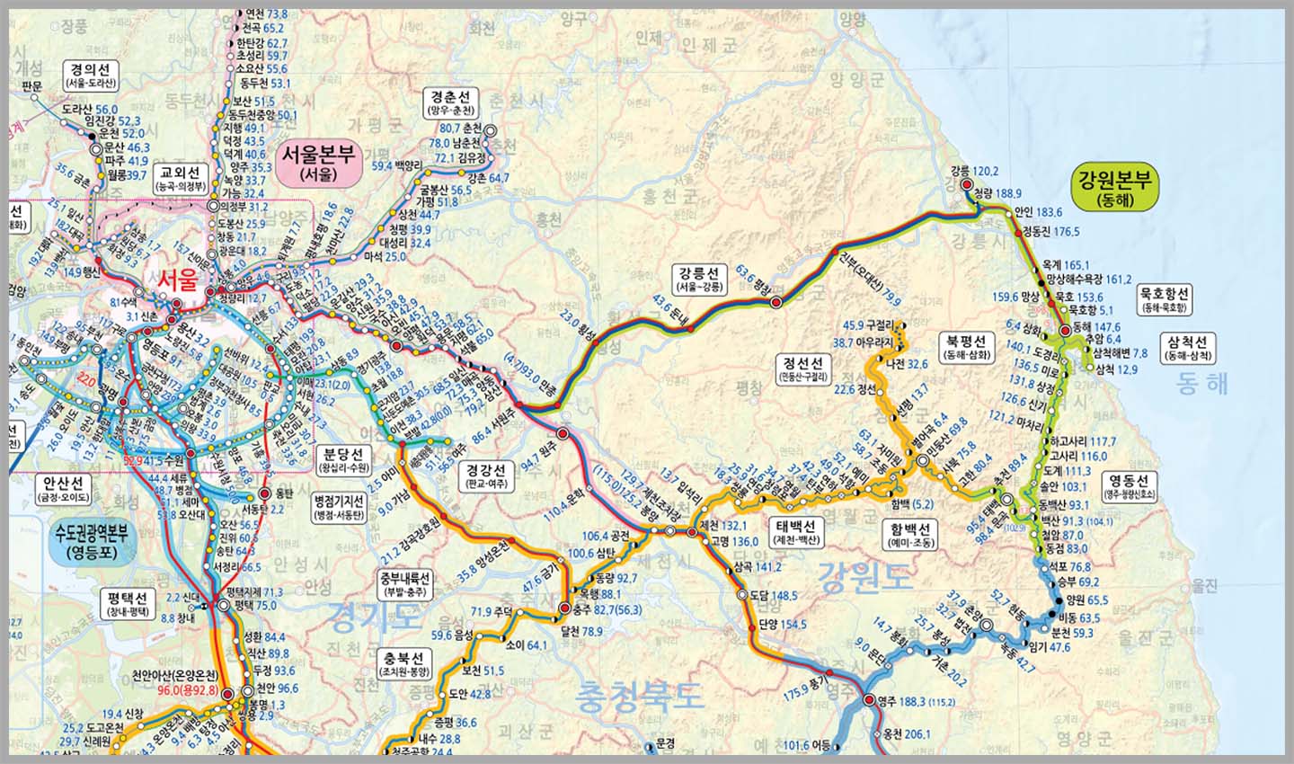 Gyeongchun Line, Jungang Line, Gangneung Ling KTX